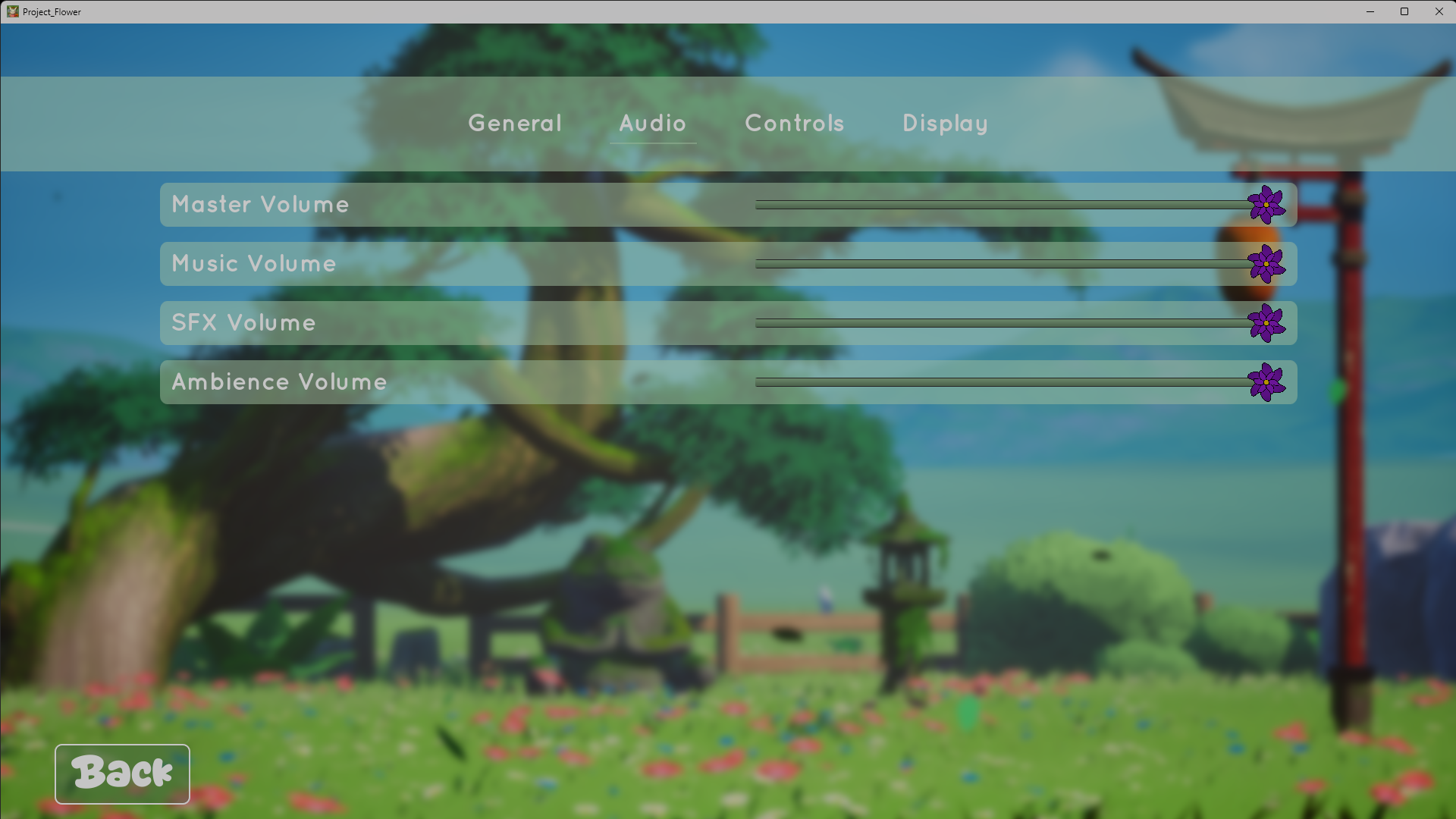 Audio settings, final in-engine result